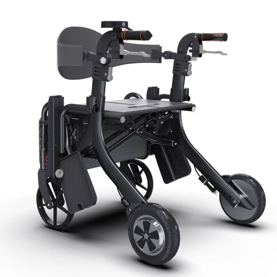 4 Wheeled Power Rolling Wheeled Walker Folding Electric Rollator Walker with Wheelchair