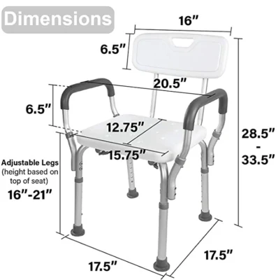 Medical Tool-Free Assembly SPA Bathtub Adjustable Shower Chair Seat Bench with Removable Back
